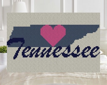 Heart Tennessee C2C Afghan Crochet Pattern | Corner to Corner PDF Crochet Blanket Pattern | Graph Chart for Graphghans Cross-Stitch Tapestry