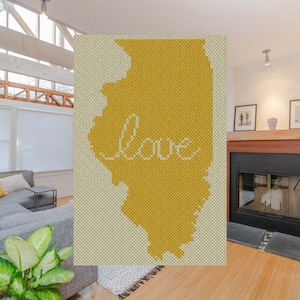 Illinois Love C2C Afghanische Häkelanleitung | Ecke zu Ecke Häkeldecke Muster | Graph Chart Graphghans Kreuzstich Gobelin Intarsia