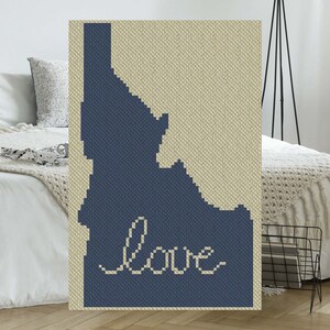 Idaho Love C2C Afghan Crochet Pattern | Corner to Corner Crochet Blanket Patterns | Graph Chart for Graphghan Cross Stitch Tapestry Projects
