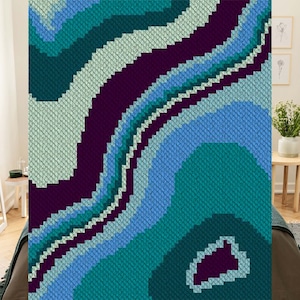 Geode C2C Crochet Pattern | Corner to Corner PDF Crochet Pattern 4 Afghan Blankets & Graph Chart for Graphghans Cross Stitch Tapestry Mosaic