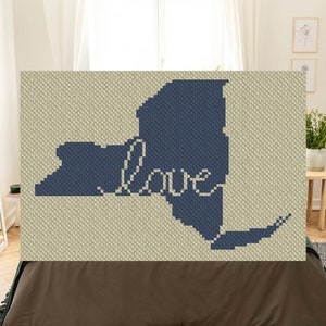 New York Love C2C Motif au crochet afghan | Couverture au crochet d&#39;un coin à l&#39;autre Patron PDF | Tableau graphique pour tapisserie Graphghans et point de croix