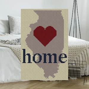 Illinois Home C2C Afghanische Häkelanleitung | Ecke zu Ecke Häkeldecke Muster | Graph Chart Graphghans Kreuzstich Gobelin Intarsien