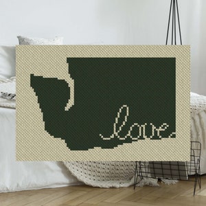 Modèle de crochet afghan C2C de Washington Love | Modèle de couverture PDF au crochet d&#39;un coin à l&#39;autre | Tableau graphique pour tapisserie point de croix Graphghans