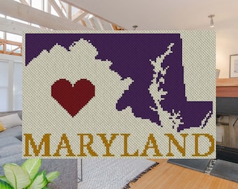 Heart Maryland C2C Afghan Crochet Pattern | Corner to Corner PDF Crochet Blanket | Graph Chart included for Graphghans Cross Stitch Tapestry