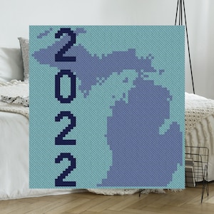 Michigan in the Year of 2022 C2C Graphghan Lapghan PDF Download Crochet Pattern | Baby Blanket Treasure Throws | Latch Hook or Cross Stitch