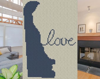 Delaware Love C2C Afghan Crochet Pattern | Corner to Corner Crochet Blanket Patterns | Graph Included for Graphghan and Cross Stitch Chart