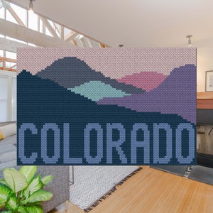 Go To the Mountains of Colorado C2C and Graphghan Crochet Pattern Afghan Blanket | Download PDF Pattern Latch Hook Tapestry Cross Stitch