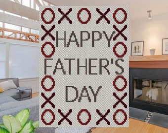 XOXO Happy Father's Day C2C Afghan Crochet Pattern | Corner to Corner PDF Blanket Pattern | Chart Graphghans Cross Stitch Tapestry Intarsia