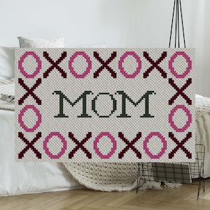 Hugs and Kisses Mom C2C Afghan Crochet Pattern | Graph included for Graphghans & Cross Stitch | Corner to Corner Crochet Blanket Patterns
