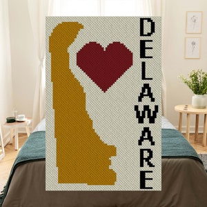 Heart Delaware C2C Afghan Crochet Pattern | Corner to Corner Crochet Blanket Patterns | Graph included for Cross-Stitch Chart and Graphghans