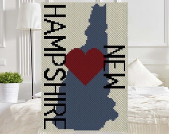 Heart New Hampshire C2C Afghan Crochet Pattern | Corner to Corner PDF Crochet Blanket | Graph Chart Graphghan Cross Stitch Tapestry Intarsia