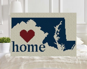 Maryland Home C2C Afghan Crochet Pattern | Corner to Corner PDF Crochet Blanket | Graph Chart included for Graphghans Tapestry Cross-Stitch