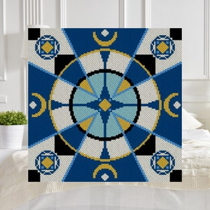 C2C Crochet Afghan Graphghan Pattern Stitch in Time | Instant Download Crochet Corner Blanket PDF Pattern | Latch Hook Tapestry Cross Stitch