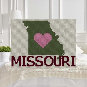 Heart Missouri C2C Afghan Crochet Pattern | Corner to Corner PDF Crochet Blanket Pattern | Graph Chart for Graphghans Cross Stitch Tapestry