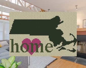 Massachusetts Home C2C Crochet Afghan Pattern | Corner to Corner PDF Crochet Blanket Pattern | Graph Chart Graphghan Cross-Stitch Tapestry