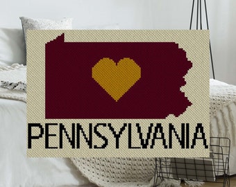 Heart Pennsylvania C2C Afghan Crochet Pattern | Corner to Corner PDF Crochet Blanket Pattern | Graph Chart Graphghans Tapestry Cross Stitch