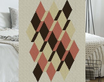 Perspective C2C Afghan Crochet Pattern | Corner to Corner PDF Crochet Blanket Pattern | Graph Chart for Cross Stitch Graphghans Tapestry