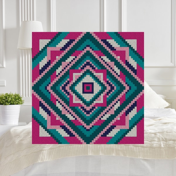 Fit to be Squared C2C Crochet Pattern Graphghan Crochet Pattern | Corner to Corner Crochet Blanket Lapghan | Easy PDF Download | Latch Hook
