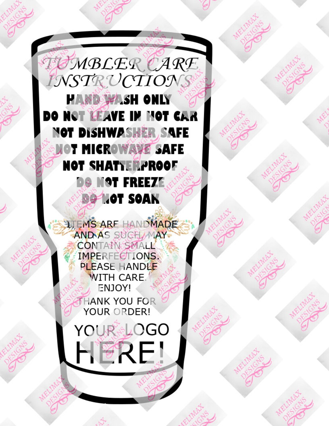 Tumbler Care Card Printable PNG - Etsy Canada