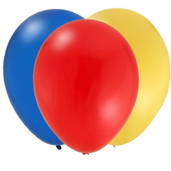 Bouquet rouge, jaune et bleu de ballon de latex, ballon mylar  danniversaire, partie, fête danniversaire, décorations -  France