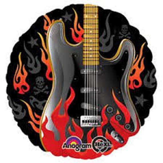 Electric Guitar Balloon Rockstar Balloon Mylar Balloon Rock Etsy