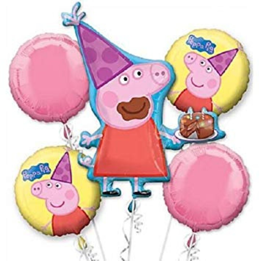 Peppa Pig] Peppa Pig Happy Birthday Cloud Balloons Bouquet - Give Fun