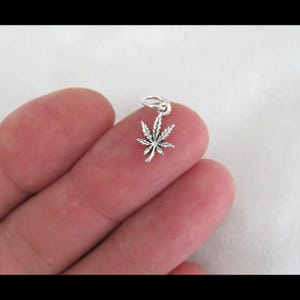 Very Small Sterling Silver Marijuana Leaf Mini Tiny Charm