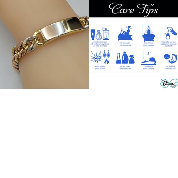 Tri Color Gold Plated Chain Bracelet. Beautiful Fashion Link Oro Laminado