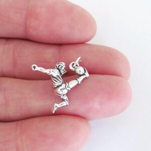 Sterling Silver 3d Male Soccer Player Charm Mens Jewelry 19mm Unisex Gift Box
