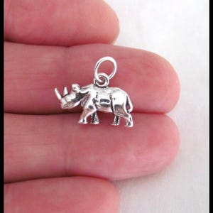 Sterling Silver Rhino Charm 12mm Kids Jewelry Animal 925 Rhinoceros Gift Box