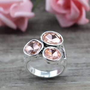 Vintage Handmade 50s Ring Square Round Combo Silver Plated Female Size 8 Red Jewelry