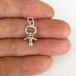 Vintage Sterling Silver Baby Pacifier Charm 22mm Unisex Jewelry Gift Box