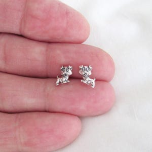 Vintage Sterling Silver Puppy Dog Earrings 8mm Hypo-allergenic Stud Jewelry For Women Gift Box