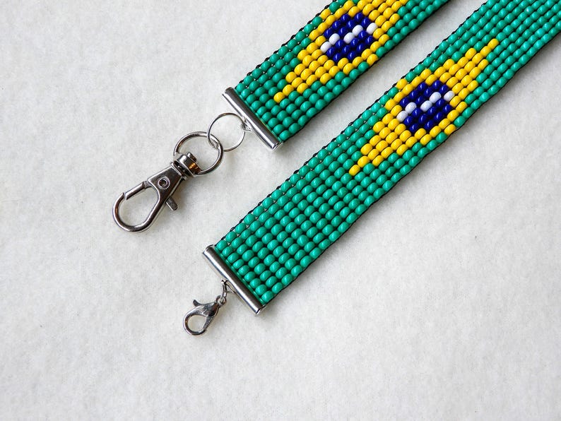 Brazil Brasil Flag Bead Keychain & Bracelet, Handmade - Etsy