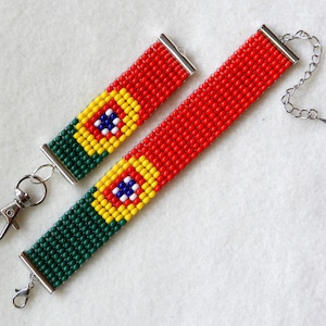 Portugal Portugese flag bead keychain & bracelet, handmade