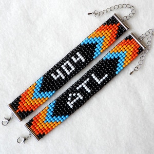 404 ATL bead bracelets, Atlanta MARTA colors, handmade, adjustable length