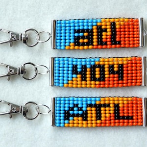 ATL 404 bead keychain, Atlanta MARTA colors, handmade