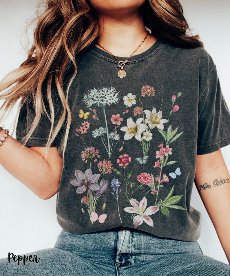 Wildflower Shirt Cottagecore Shirt Vintage Botanical Tshirt - Etsy