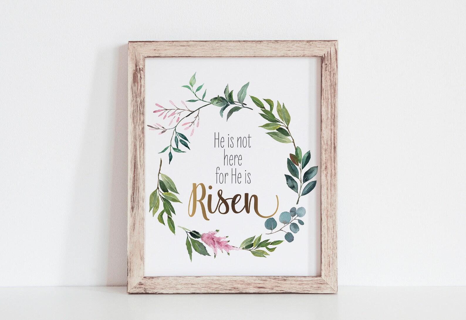 He is Risen Wall Art Easter Printable Floral Bible Verse Etsy