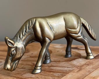 Vintage mässing häststaty patina 6,5 cm hög ridstall