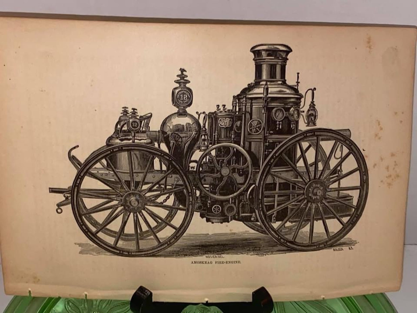 Antique Victorian fire truck print engraved pumper fire truck Etsy