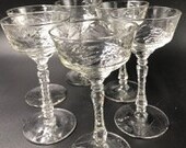 Rock Sharpe Arctic Rose Liquor Coctail Glasses (set of 6) Cut Glass Stem Star on Base