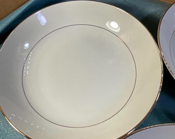 Modern China Golden Wedding Day Dinner Plates Set of 3 Gold Trim Japan 10.25 Inch