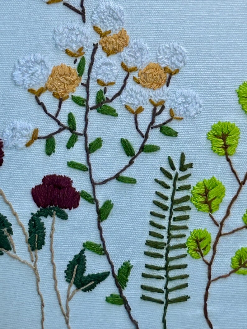 Hand Embroidery Hoop Art Wildflowers Botanical Wall Decor Handmade ...