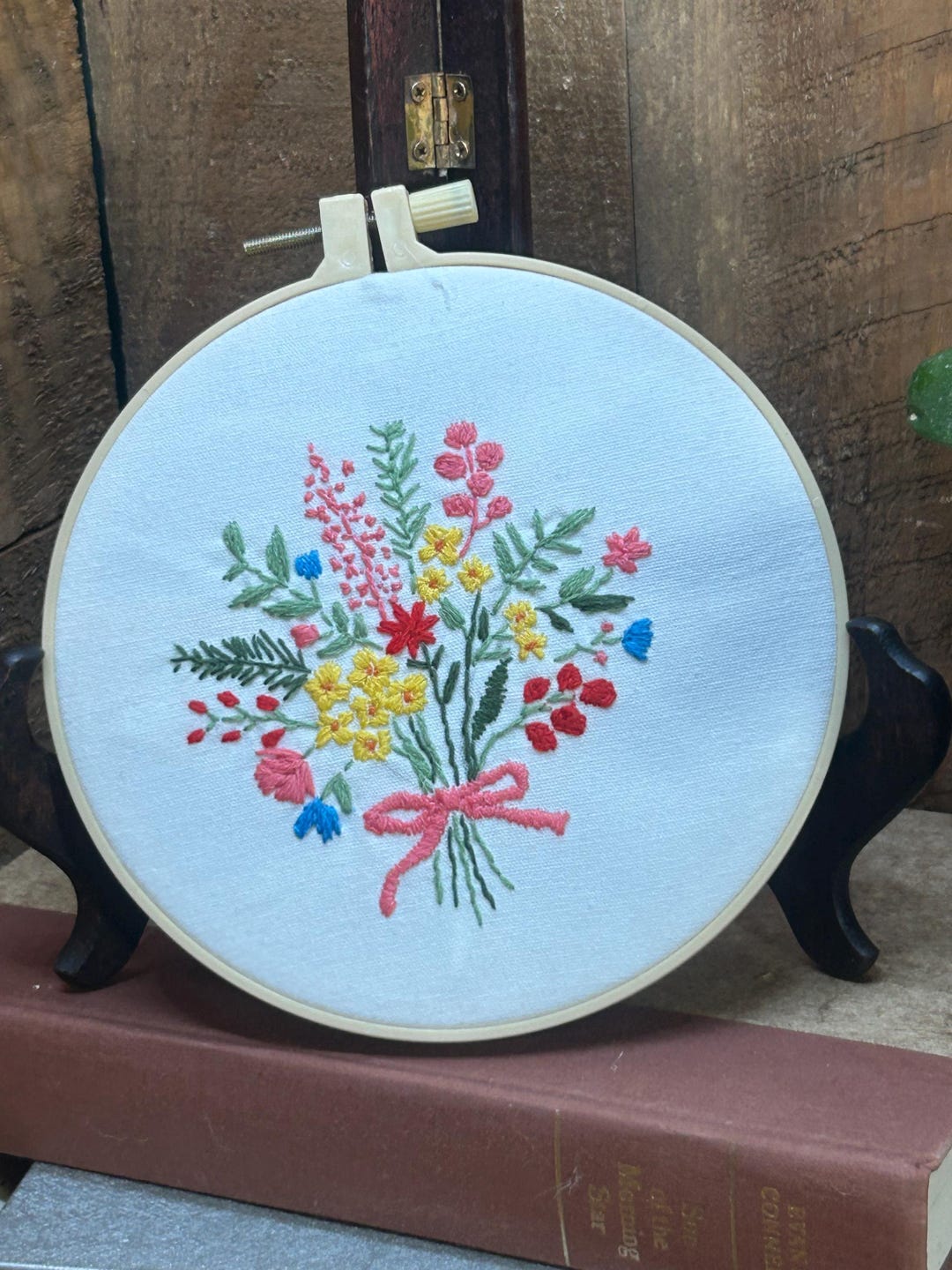 Hand Embroidered Wildflower Bouquet Hoop Art 6 Inch Floral Wall Decor ...