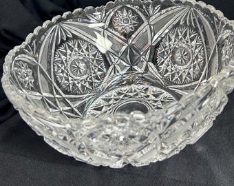 Gorgeous Crystal Bowl American Brilliant Period Imperial Glass Company Hobstars, Sawtooth Edge, Diamonds, So sparkly!!