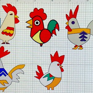 Funky Chicken / Rooster Geometric 5 Pack #2   SVG Layered for color Change Cricut