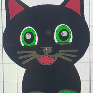 Cute Black Kitten , Big green eyes  SVG Layered for color Change Cricut