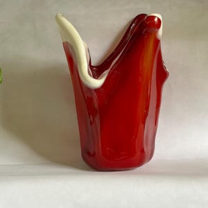 Kreiss Corp Japan Mid‑Century Art Glass Vase | Red & White Hand‑Blown MCM Vase
