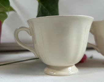 Wedgwood Queen’s Plain Set of 2 Cups — Vintage Bone China Ivory White
